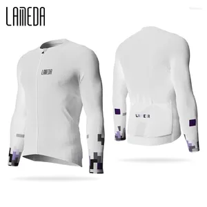 Vestes de course lameda Cycling Jersey Men Bike Brewable Bike à manches longues pour le vélo de vélo réfléchissant rapidement 3 poches arrière