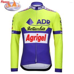 Racing Vestes Homme Hiver Polaire Cyclisme Maillot Vert Rétro Vélo Vêtements Route/VTT Vélo Porter Des Chemises À Manches Longues Mince FULL ZIP