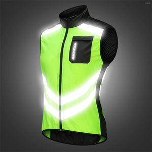 Vestes de course Gilet réfléchissant pour homme Coupe-vent Courir Sécurité Moto Cyclisme Gilet VTT Équitation Vélo Vélo Vêtements Sans manches