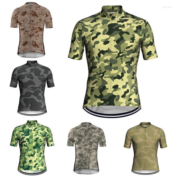 Chaquetas de carreras para hombre, camisa de camuflaje para bicicleta, ropa de manga corta para descenso, Jersey de carretera, suéter para bicicleta MTB, chaqueta superior con rueda de ciclismo, ropa de calidad