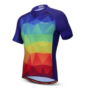 Racing Vestes Hommes Cyclisme Vélo Jersey À Manches Courtes Pro Team VTT Vélo Vêtements Hombre Rétro Bleu Vert