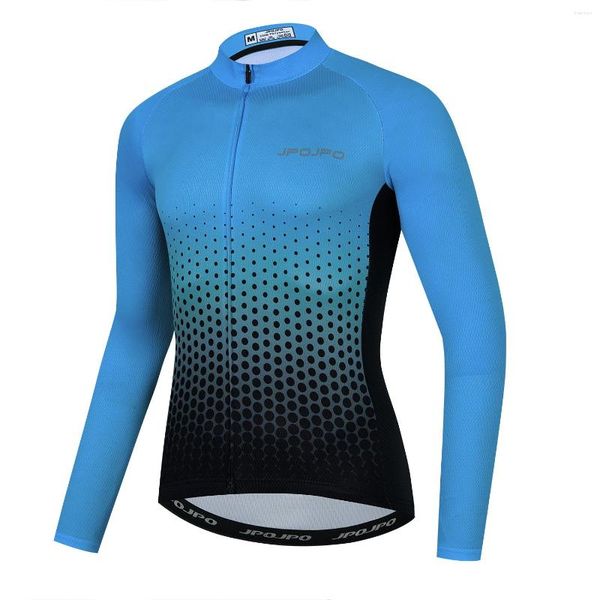 Racing Vestes Hommes Maillot Cyclisme Manches Longues Séchage Rapide Vélo De Route Vêtements VTT Ropa Ciclismo Triathlon Uniforme Sportwear Maillot Bleu