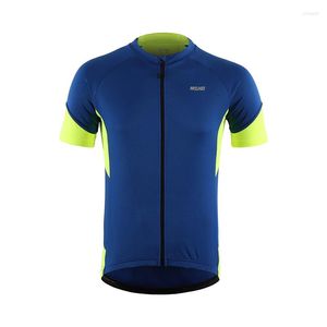 Racing Jackets Men Cycling Jersey Korte mouw Ademend Droge Road Bike Bicycle Back Reflective Zipper Pocket Ciclismo