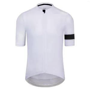 Vestes de course en maillot de cyclisme masculin à manches courtes blanches coutures de coutures et d'équipe professionnelle de vélo de montagne d'automne