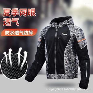 Racing Jackets Mesh Motorcycle -rijpak voor mannen Ademende winddichte waterdichte en anti -drop jas Zwart camouflage