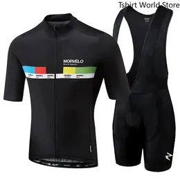 Racing Jackets Morvelo 2024 Men Summer Clothing Cycling Cles Kits Korte Mouw Bib Shorts Heren Breathable Set