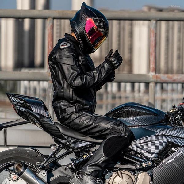 Vestes de course Costume d'équitation de moto hiver froid et chaud veste rétro chevalier coupe-vent hommes femmes cuir C