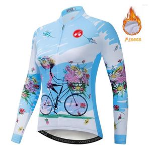 Racing Jackets MTB Winter Thermal Fleece vrouwen fietsen jersey lange mouw maillot ropa ciclismo fietsjack fietscyclus kleding meisje blauw