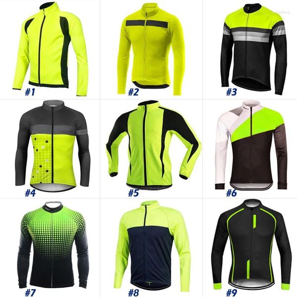 Chaquetas de carreras Hombres al aire libre Manga larga Ciclismo Jersey Chaqueta Bicicleta Equipo Deporte Suéter de carretera Desgaste cuesta abajo Top Antideslizante Bicycl Uniforme apretado