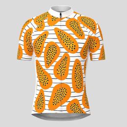 Racejassen Papaya Strepen Print Man Fietsshirt Korte mouw Fietsshirt Fietskleding Bergwegkleding Ademende MTB-kleding