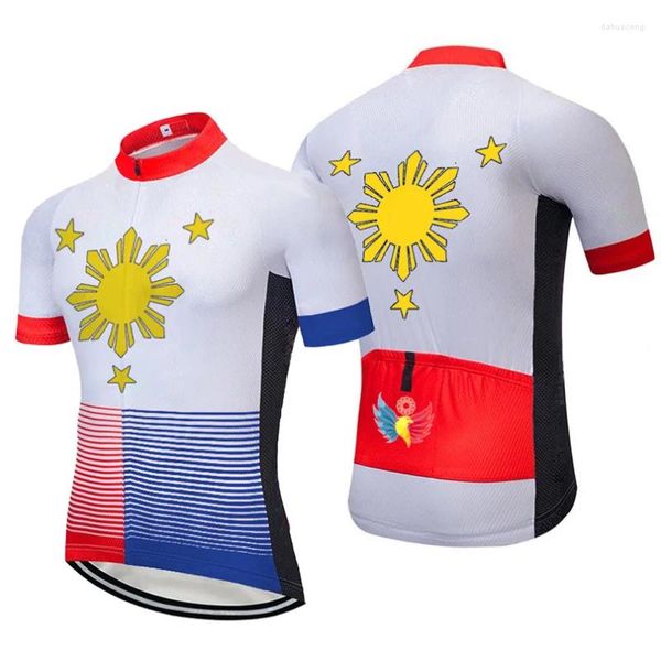 Chaquetas de carreras Filipinas Verano Manga corta Jersey de carretera Chaqueta de bicicleta Correr Escalada Camisa Ropa Ciclismo Bicicleta Top Carrera de descenso