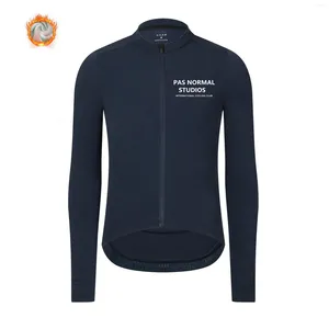 Chaquetas de carreras PNS Pas Normal Studios 2023 Winter Thermal Fleece Hombres Manga larga Ciclismo Jersey Tops Uniforme MTB Bike Shirts Bicicleta