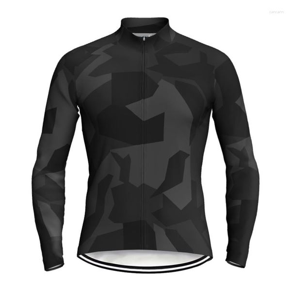 Chaquetas de carreras Pro Ciclismo Jersey Chaqueta MTB Bicicleta Camisa larga Carrera Deporte Equipo Ropa Carretera Motocross Montaña Bolsillo Poliéster Cremallera completa Camo