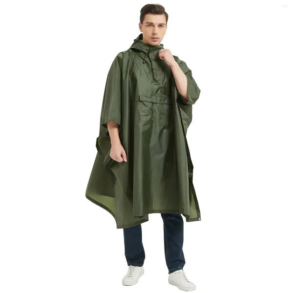 Vestes de course Poncho de pluie avec capuche Cape en taffetas de polyester imperméable pour la randonnée Camping Cyclisme