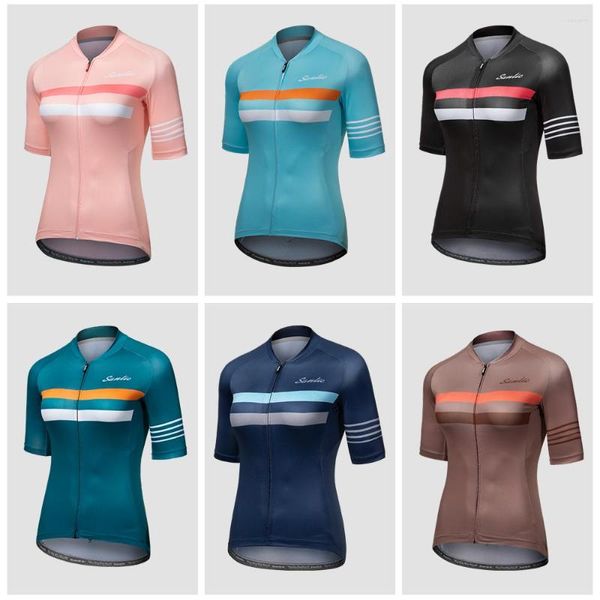 Racing Vestes Santic Cyclisme Jersey Femmes D'été À Manches Courtes Chemise Vtt Vêtements Respirant Vélo De Route Tops Ride Vélo Vêtements Femme