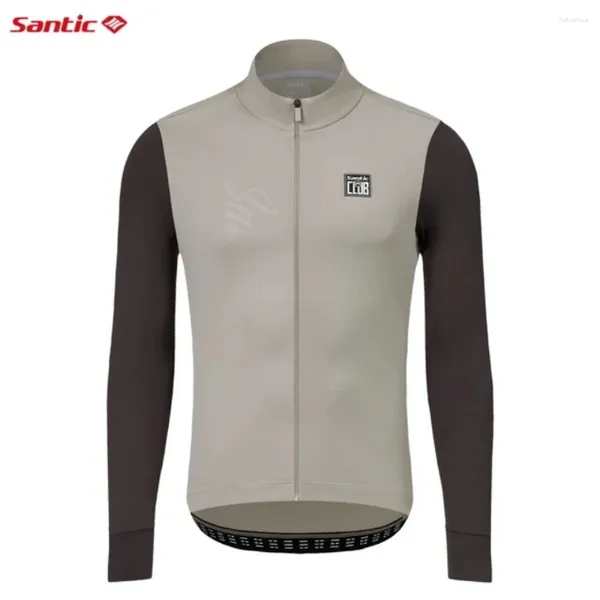 Vestes de course Santic Cycling Jerseys Men's Winter Fleece Mtb Lightweight Thermal Thermal Therming Windproof Reflective Bike with Pocket