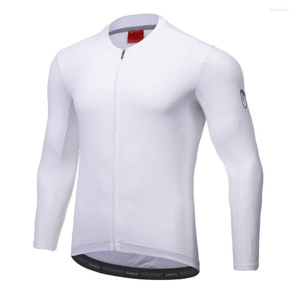 Chaquetas de carreras Santic Maillot de ciclismo para hombre Camisetas de ciclismo MTB de manga larga Transpirable Reflectante Ropa deportiva ligera para bicicleta Asiática