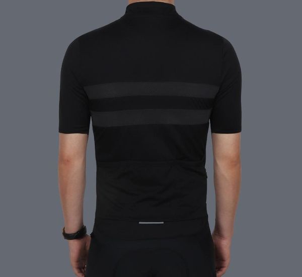 Vestes de course SPEXCEL Season Commuting Design Full Black Jersey de cyclisme réfléchissant à manches courtes Poids moyen pour tous les longs trajets