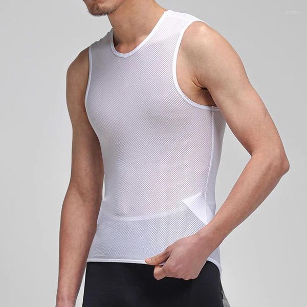 Chaquetas de carreras Serie de colores sólidos para hombres de verano Capa base de ciclismo sin mangas Ligera Transpirable Secado rápido Camiseta interior de bicicleta