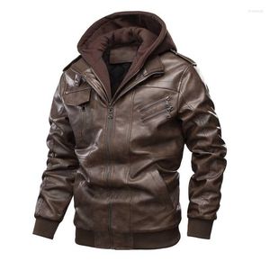 Chaquetas de carreras Tamaño de EE. UU. Ocio para hombres Motocicleta PU Cuero Montar Chaqueta cálida Espesada Desmontable Con capucha Plus Ropa de bicicleta Invierno