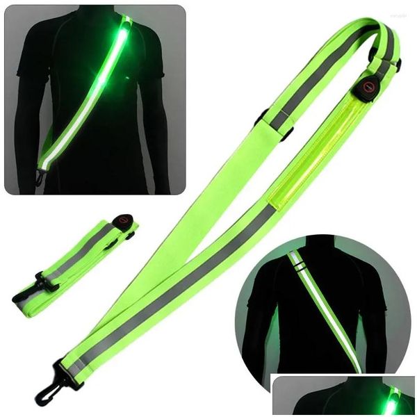 Vestes de course USB Rechargeable LED Reflective Belt Sash High Visibility Safety Running Gear for Night Drop Livropt Sports Outdoors A OT1NT