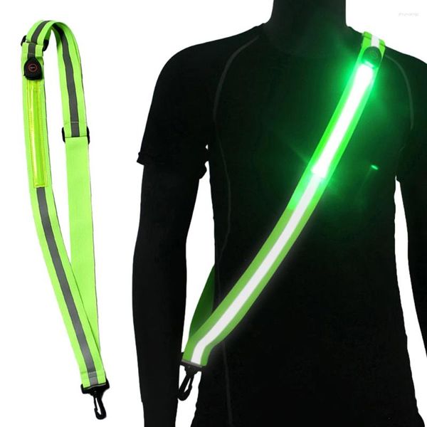 Vestes de course USB Rundited Reflective Reflective Running Gear High Visibility LED Band Cell Réglable pour la nuit