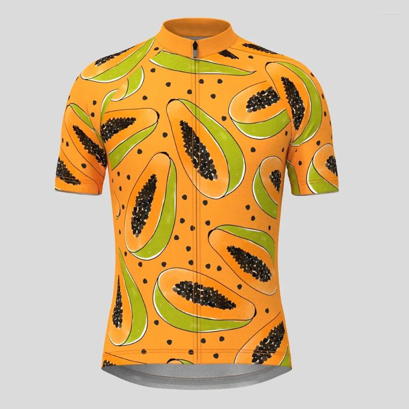 Racing Jackets Watercolor Papaya Man Cycling Jersey Short Sleeve Summer Bike Shirt Bicycle Wear Mountain Road Clothes Breathable MTB