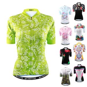 Vestes de course weimostar green cycling jersey femmes Summer Mtb Bike Shirt à manches courtes à vélo de vélo sport Tops de vélo Maillot