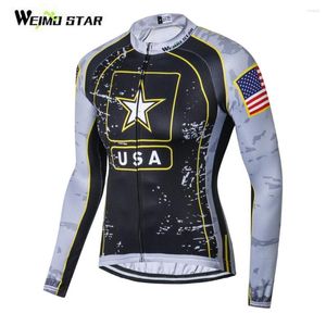 Vestes de course Weimostar USA Flag Star Bike Jersey Hommes Vêtements de cyclisme Homme VTT Ropa Ciclismo Maillot Chemise à manches longues Vélo Riding Top