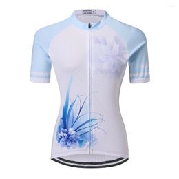 Vestes de course Weimostar maillot de cyclisme pour femme hauts été extérieur vtt vélo vêtements vélo vêtements de sport blanc bleu