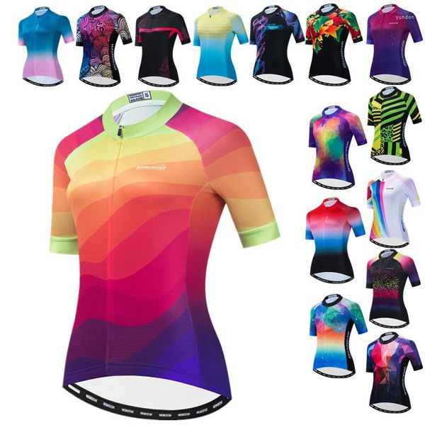 Vestes de course Weimostar Womens Cycling Jersey Short Sleeve Bicycle Clothing Road Bike Shirt Pro Team Cycle Wear Mountain Tops Ropa