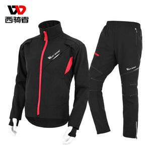 Racing Jackets West Biking fietsende kledingset herfst/winter thermische fleece jas pant regenbestendige reflecterende jersey sportkleding