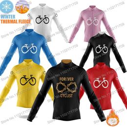 Racing Jackets Winter Thermal Classic Bike Forever Cycling Jersey Set Fleece Clothing White Black Yellow Road Shirts Pak MTB ROPA