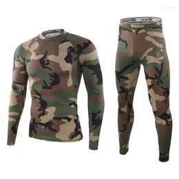 Vestes de course hiver chaud serré tactique sous-vêtement thermique ensembles hommes fonction extérieure respirant entraînement cyclisme Thermo Camouflage Long