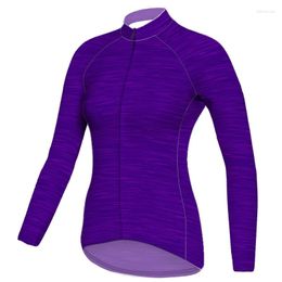 Racing Jackets vrouw Purple Long Sleeve Cycling Jersey Summer Jacket Road MTB Shirt Opening Hill Comfortable zweetdichte slijtage Cyclist Tops
