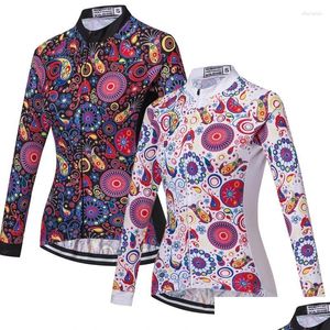 Racing Jassen Dames Wielertrui Lange Mouw 2024 Fietsshirt Mtb Fietskleding Ropa Ciclismo Vrouwelijke Maillot Sportkleding Top Ot40H