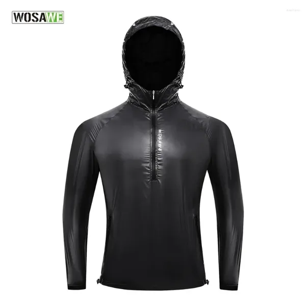 Vestes de course WOSAWE mince ultra-léger peau cyclisme veste de pluie pour hommes imperméable pull à capuche vélo vélo course coupe-vent pliable