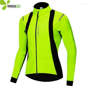 Vestes de course WOSAWE Water Rain Repellent Réfléchissant Hommes Femmes Cyclisme Polaire Thermique Vélo Manteau Hiver VTT Coupe-Vent