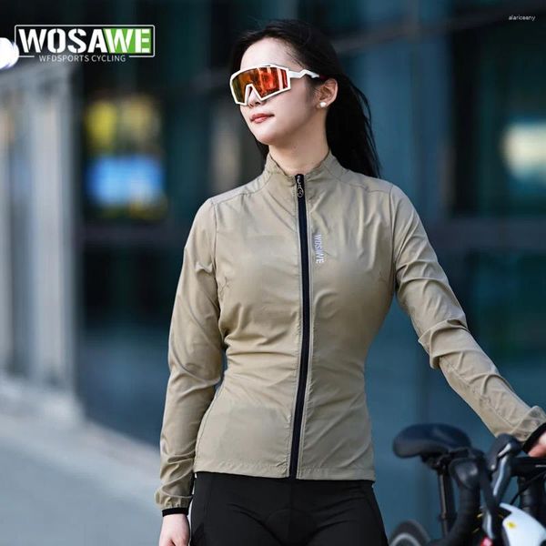 Chaquetas de carreras WOSAWE Chaqueta cortavientos de ciclismo para mujer Gravel Mujer Parabrisas de bicicleta A prueba de viento Camisa ligera de manga larga MTB