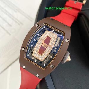 Mechanisch racehorloge RM-polshorlogeserie Rm07-01 Roségoud Koffie Keramiek Rode lip Mode Vrije tijd Zakelijk