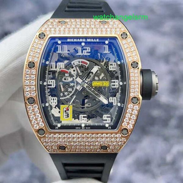 Montre-bracelet mécanique de course RM, Rm030, diamant Original, or Rose 18 carats, matériau ajouré, Design calendrier