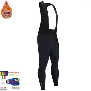 Pantalon de course 2021 tout noir chaud cyclisme bavoir pantalon hiver thermique VTT long vélo collants 20D Gel Pad Pants1