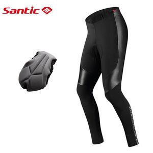 Racebroek Santic Men's fietspakketten met kussen gevoerde winterreflecterende thermische MTB -fiets Lange Keep warme fietssport leggings