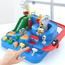 Modèle de voiture de course sur rail jouets éducatifs enfants piste jeu d'aventure cerveau mécanique interactif Train animaux fusée spatiale jouet 240113