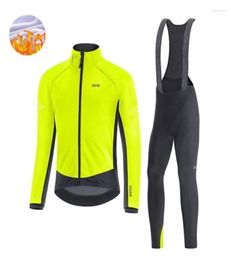 Ensembles de course 2022 Gore Winter Men039 Jersey Suit Thermal Fleece Cycling Vêtements Outdoor Riding Bike Mtb Vêtements Bib Long Pants6876293