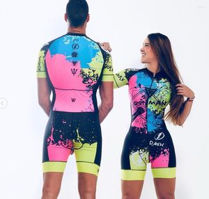 Racing Sets 2022 Pro Team Triathlon Suit Hommes Femmes Couple Cyclisme Jersey Combinaison Combinaison Maillot Ropa Ciclismo Set Gel Pad