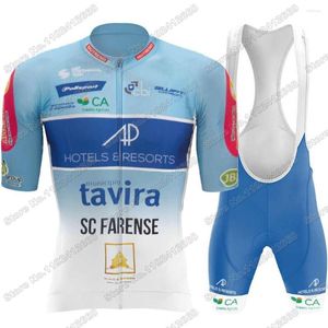 Conjuntos de carreras 2023 AP Els Resorts Tavira SC Farense Ciclismo Jersey Conjunto Ropa para hombres Camisas de bicicleta de carretera Traje Bicicleta Pantalones cortos