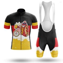 Racesets 2023 Grappige Duitse Sausag Mens Cycling Team Jersey Set Hi-Q Road Bike Shirts Clothing Suit Fiets Bib Shorts MTB Maillot