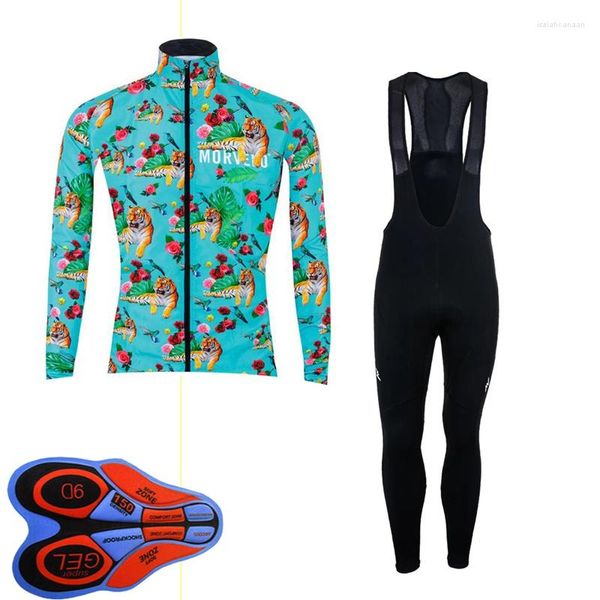 Conjuntos de carreras 2023 Hombres Ciclismo Jerse Bib Pantalones Traje Otoño Transpirable Manga larga MTB Trajes de bicicleta Uniforme de bicicleta Ropa deportiva al aire libre Y100901