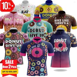 Racen sets 2023 Mens fietskleding Set grappige donut team jersey mtb maillot kit fiets slabib shorts kits groothandel